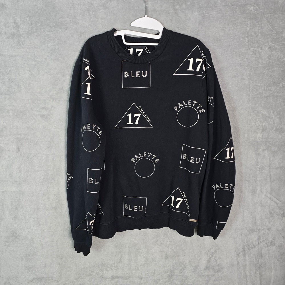 Scotch & Soda Amsterdams Blauw Mens XL Black Graphic Print Sweatshirt 153586